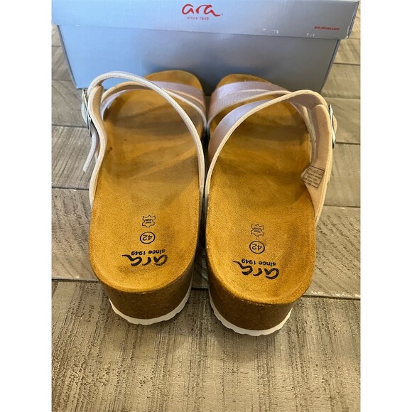 Ara Women's Slide Sandals Gold Strappy Cork Footbed Size 10.5 (EU 42) - Picture 3 of 4